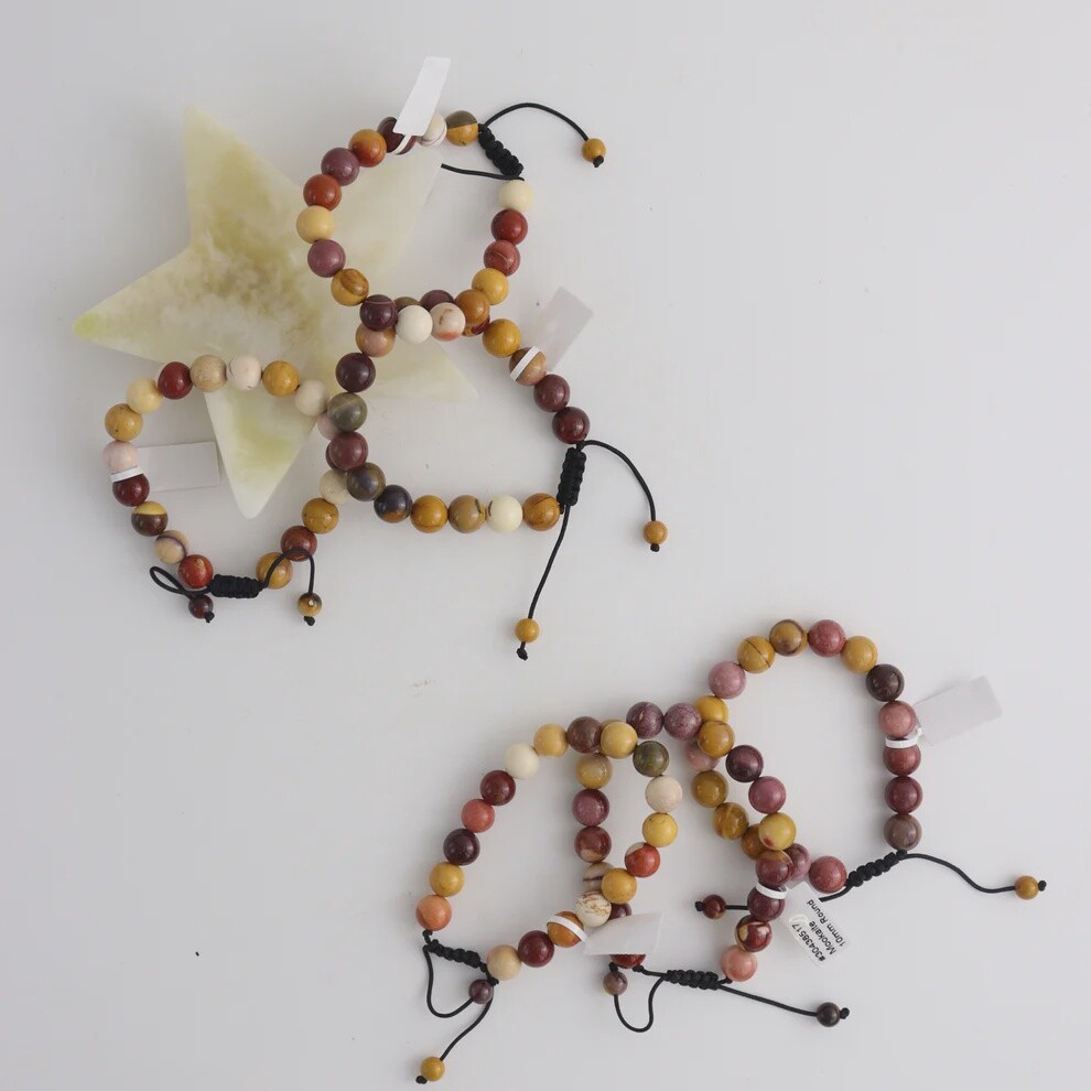 10mm Mookaite Beaded String Bracelet