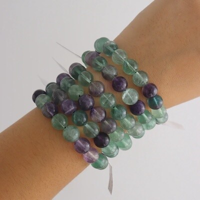 10mm Fluorite Beaded String Bracelet