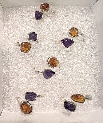 Amethyst and Citrine Adjustable Ring