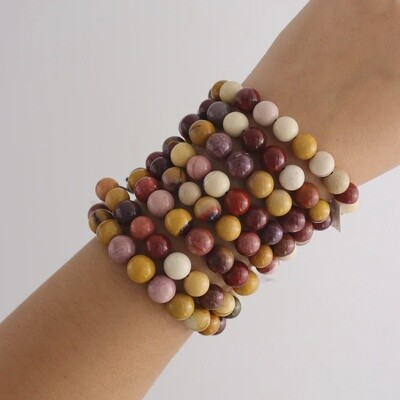 10mm Mookaite Beaded String Bracelet