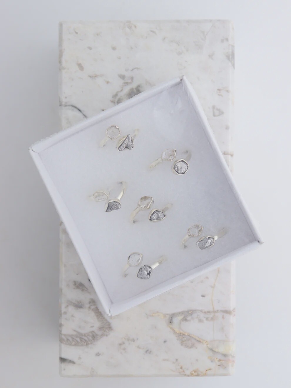 Meteorite and Herkimer Adjustable Ring