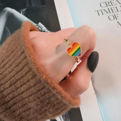Rainbow Heart Fidget Spinner Ring | Sterling Silver