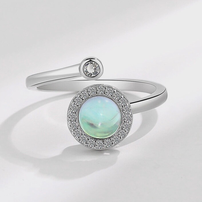 Semi-Precious Stone Fidget Spinner Ring | Gold-Plated Copper, Material: Moonstone