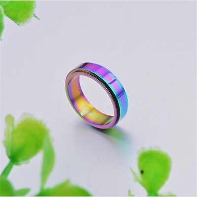 Rainbow Chrome Fidget Spinner Band Ring | Stainless Steel