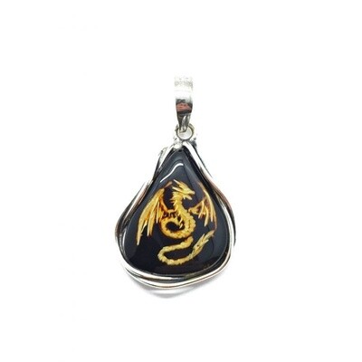 Cognac Amber Dragon Cameo/Intaglio Pendant (pendant only)