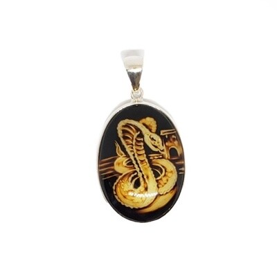 Amber Cameo / Intaglio Cobra Snake Pendant (pendant only)