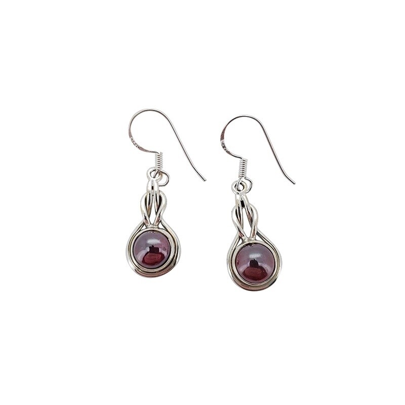 Garnet Sterling Silver Dangle Earrings