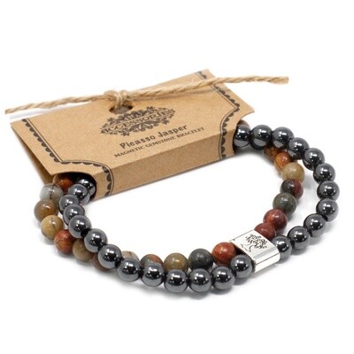 6mm Picasso Jasper and Magnetic Gemstone Bead Bracelet