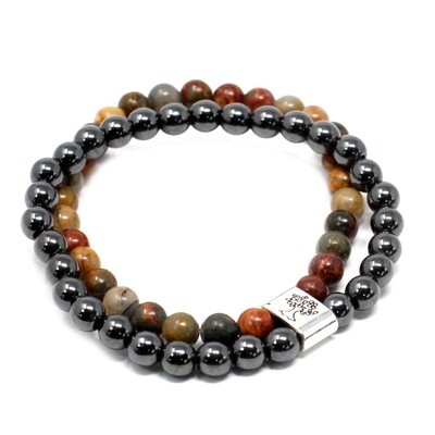 6mm Picasso Jasper and Magnetic Gemstone Bead Bracelet