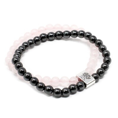 6mm Rose Quartz and Magnetic Gemstone Bead Bracelet