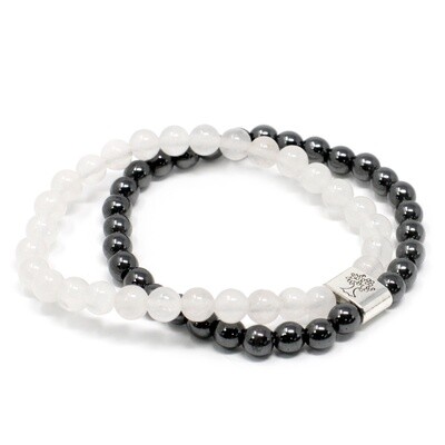 6mm Rock Quartz and Magnetic Gemstone Bead Bracelet