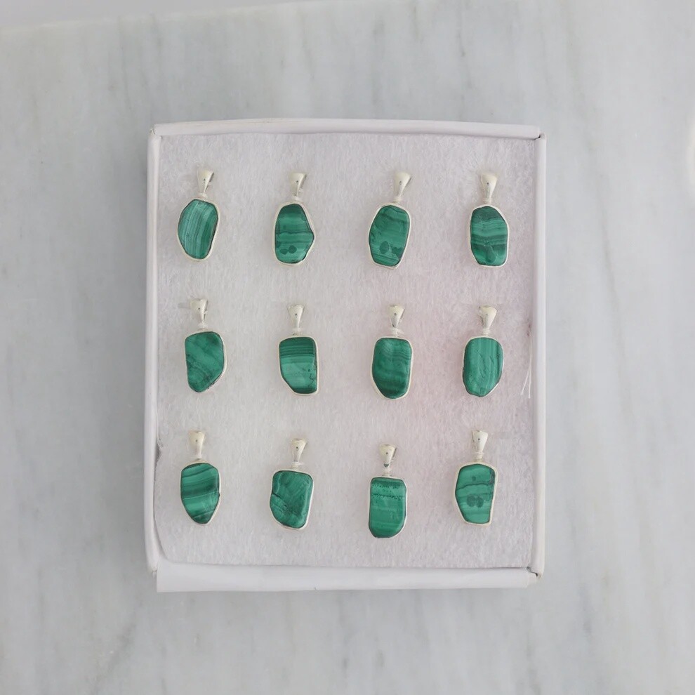 Malachite Pendant Sterling Necklace