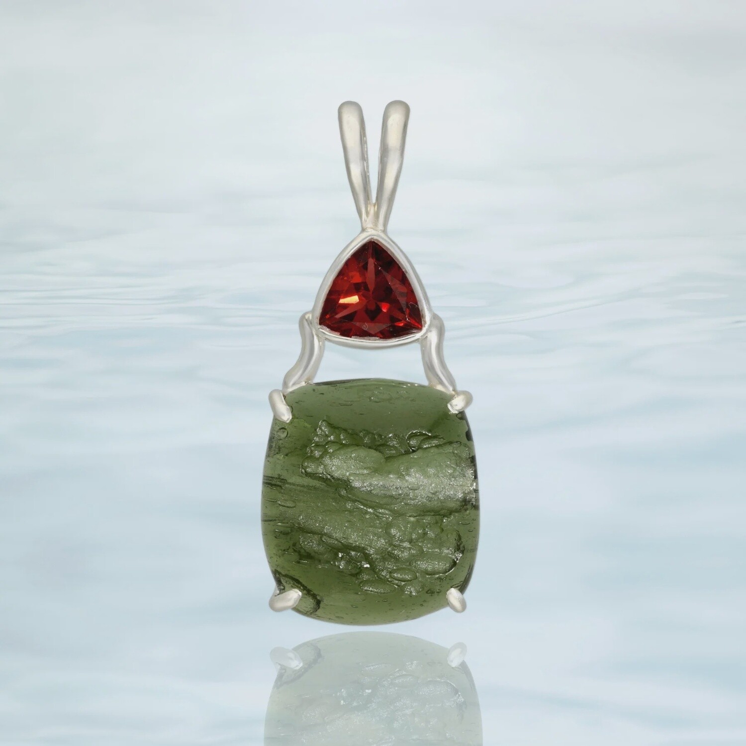 Garnet & Genuine Moldavite Pendant (pendant only)