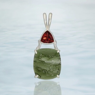 Garnet &amp; Genuine Moldavite Pendant (pendant only)