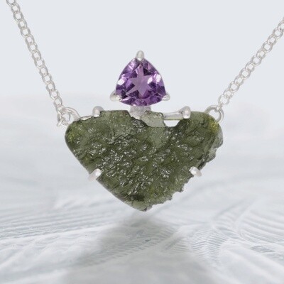 Amethyst &amp; Czech Moldavite Necklace