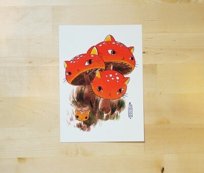 Meowshroom Art Print Postcard - Fly Agaric