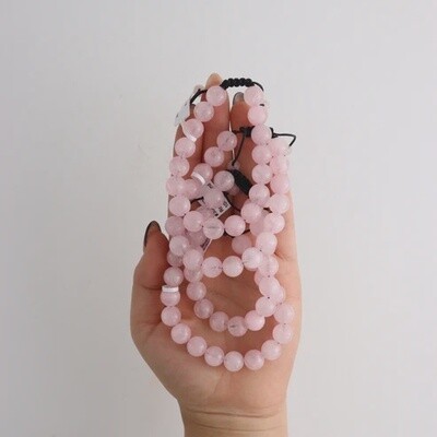 10mm Rose Quartz Beaded String Bracelet