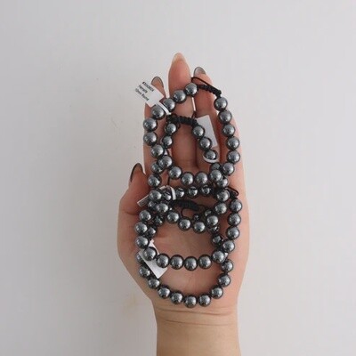 10mm Hematite Beaded String Bracelet