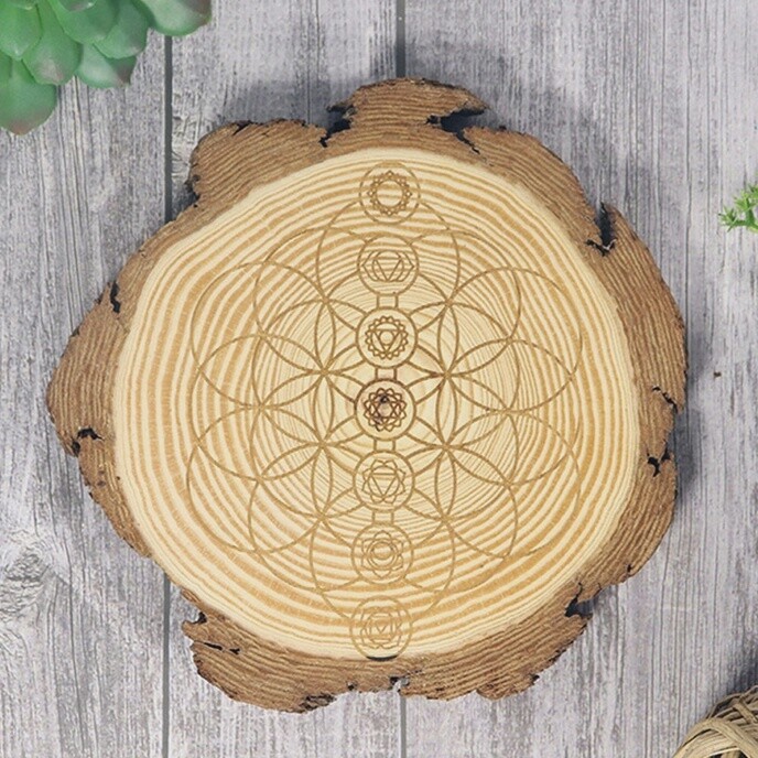 Natural Wood Crystal Grid | Chakra
