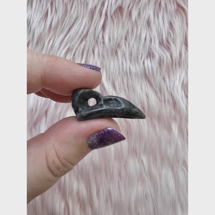 Crystal Carved Bird Skull, Material: Larvikite