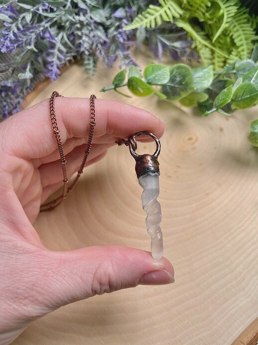 Electroformed Selenite Unicorn Horn Necklace