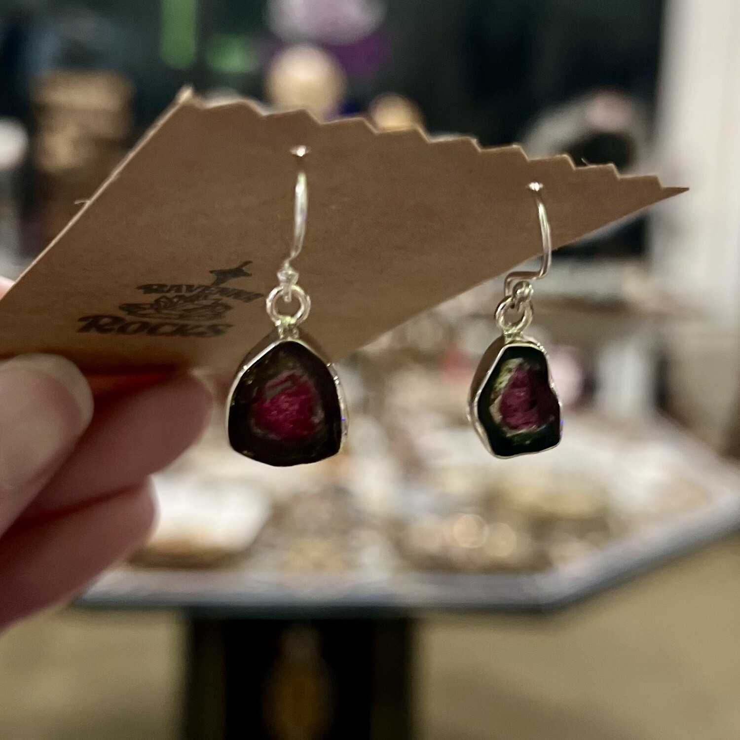 Earrings | Rough Watermelon Tourmaline