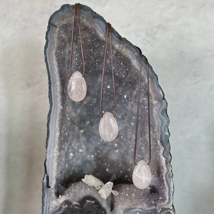 Polished Rose Quartz Necklace