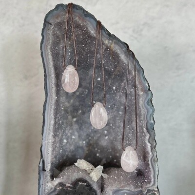 Polished Rose Quartz Necklace