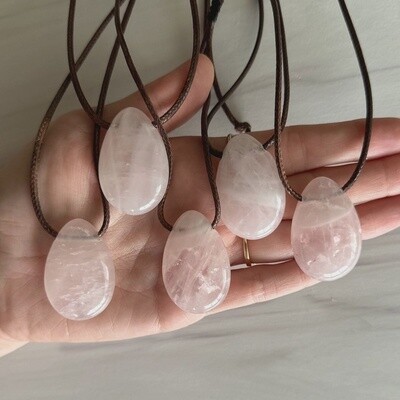 Polished Rose Quartz Necklace