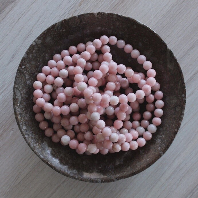 8mm Pink Opal Beaded Stretch Bracelet