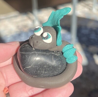 Nava Brown and Teal Snake with Black Onyx