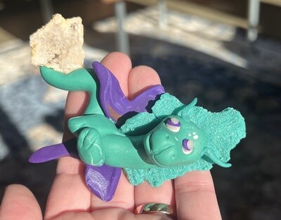 Nava Green and Purple Clay Dragon with Geode