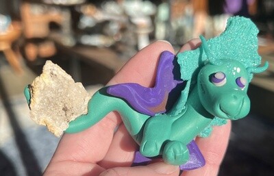 Nava Green and Purple Clay Dragon with Geode