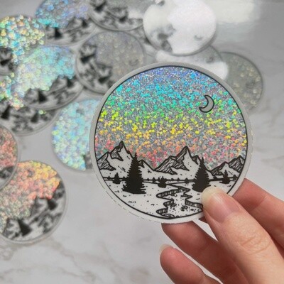 JA Rainbow Sparkle Sky Glitter Sticker