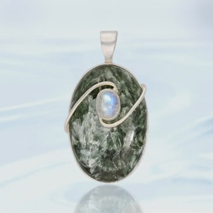 Seraphinite &amp; Moonstone Pendant (pendant only)