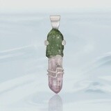 Moldavite &amp; Vera Cruz Amethyst Crystal Pendant (pendant only)