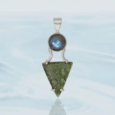 Labradorite & Genuine Moldavite Pendant (pendant only)