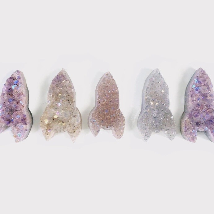 Druzy Quartz Rocket Shaped Cabochon, Colour: Angel Aura