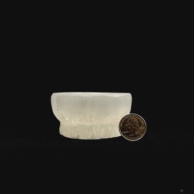 Selenite / Satin Spar Round Bowl with Base | 3-4in, Type: 8mm