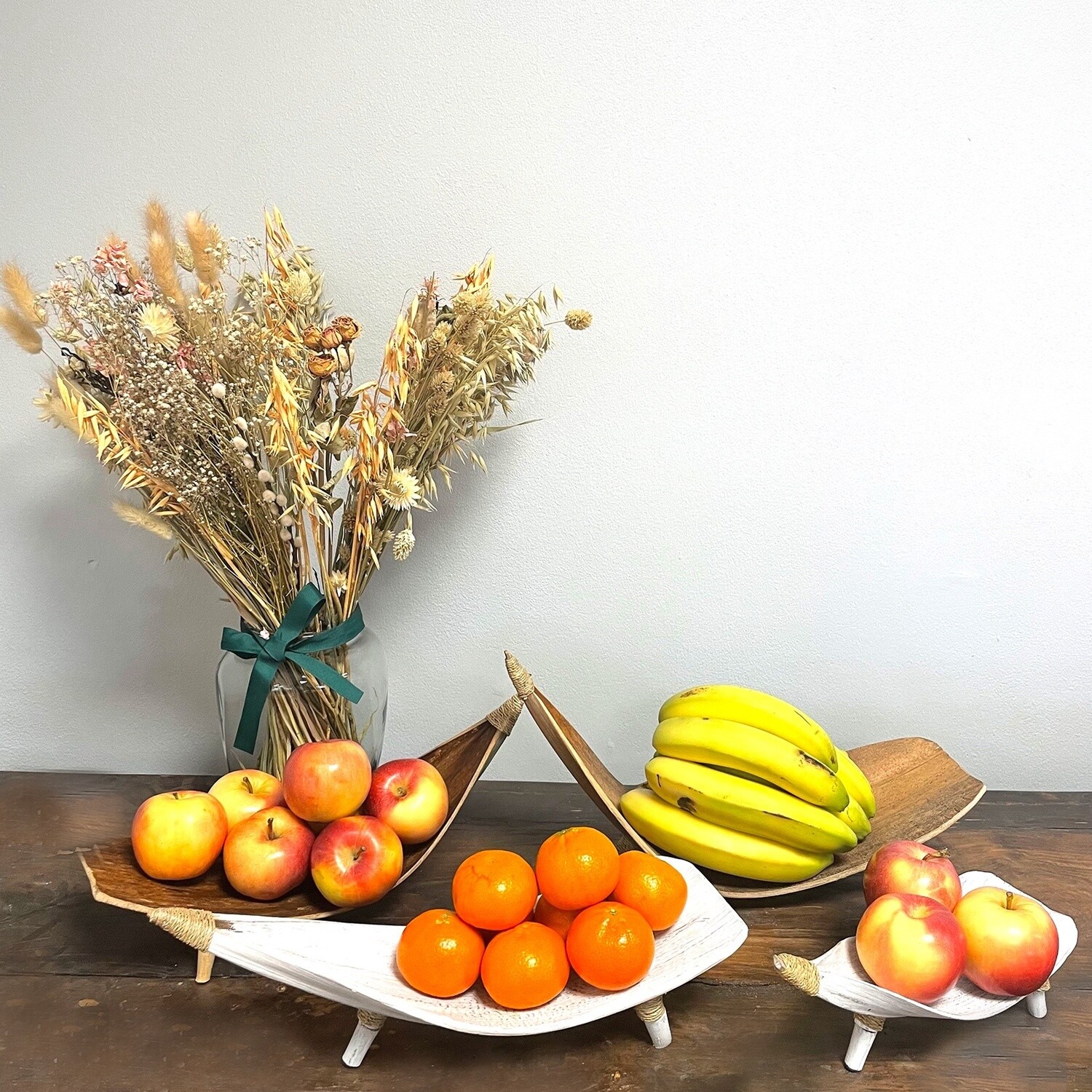Coconut Leaf Fruit Bowl | Whitewash, Size: L