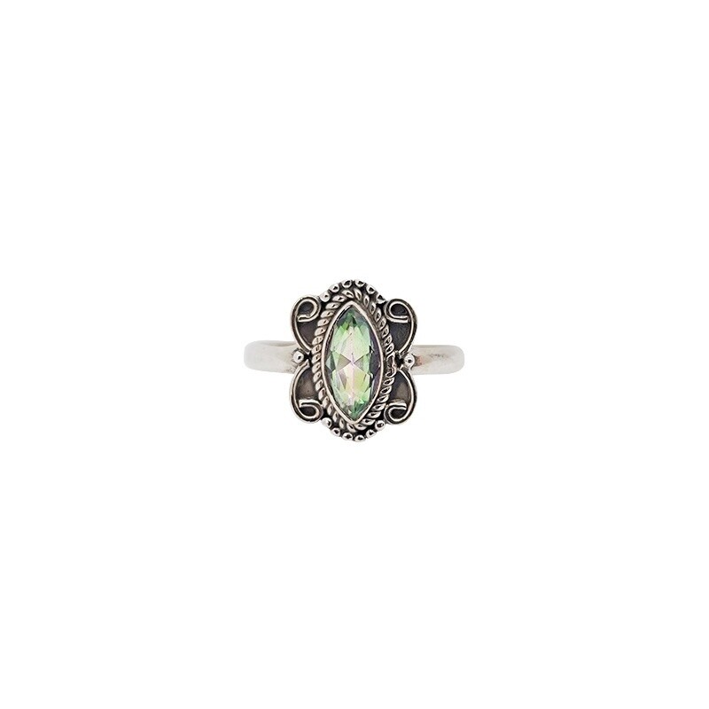 Mystic Topaz Flower Marquis Sterling Silver Ring