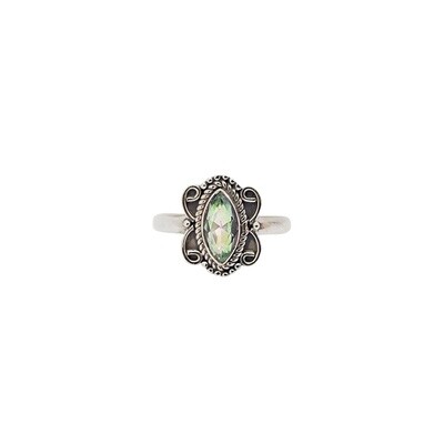 Mystic Topaz Flower Marquis Sterling Silver Ring