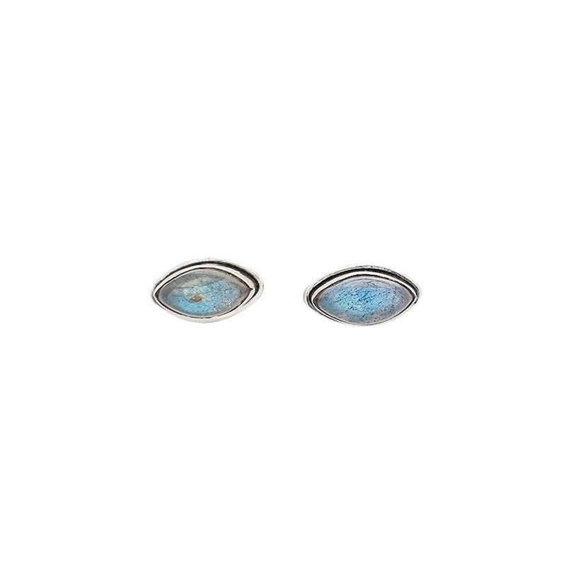 Labradorite Sterling Marquis Stud Earrings