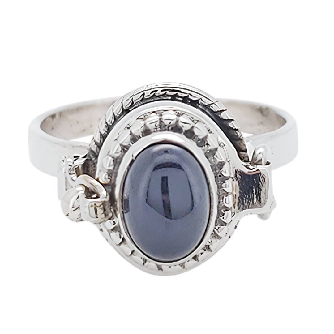 Black Onyx Fancy Oval Sterling Silver Ring