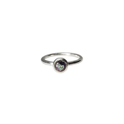 Mystic Topaz Round Sterling Silver Ring