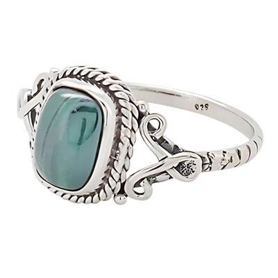 Malachite Square Sterling Silver Ring