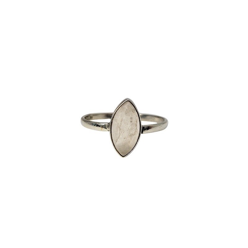 Rose Quartz Simple Marquis Sterling Silver Ring