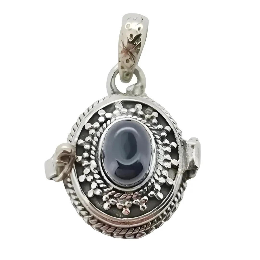 Black Onyx Sterling Silver Locket Pendant