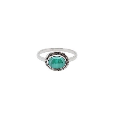Malachite Side Oval Sterling Silver Ring