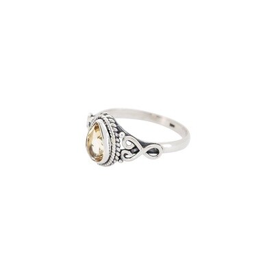 Citrine Faceted Teardrop Sterling Silver Ring